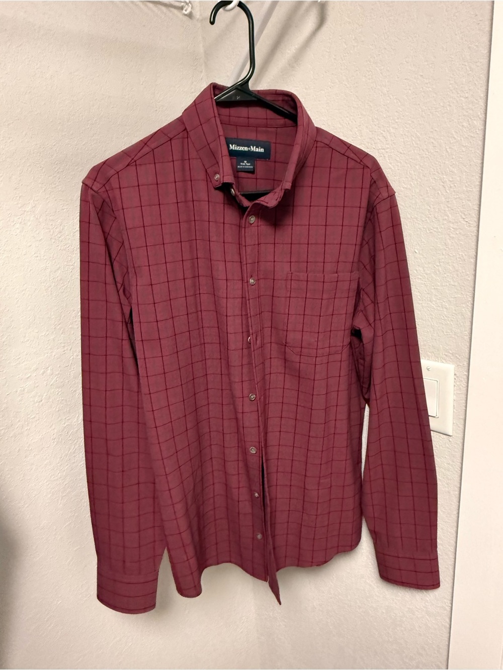 Mizzen+Main Burgundy Windowpane Button-Down Shirt